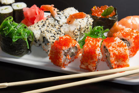 日本海鲜寿司的特写