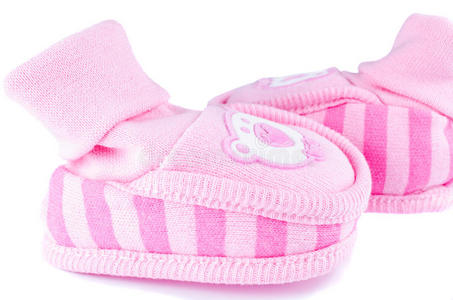 白色粉色编织婴儿鞋