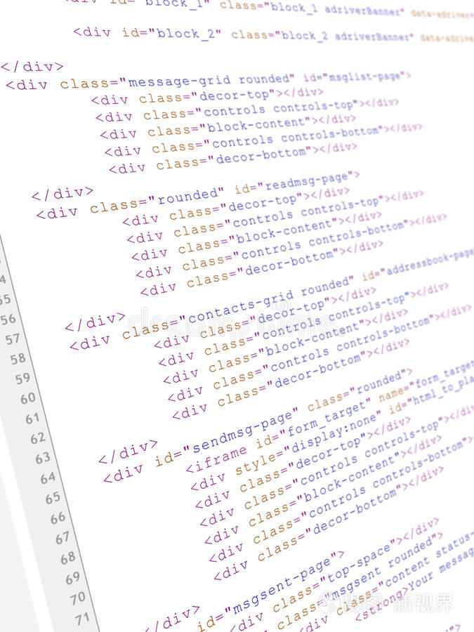 白色背景下的网站html代码浏览器视图