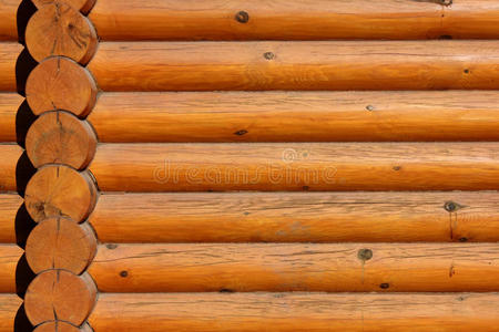 木质原木墙背景