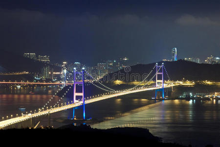 香港现代夜间天桥