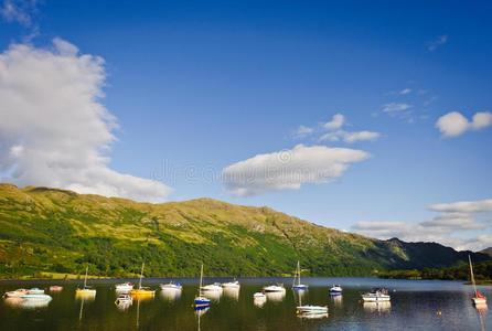 苏格兰洛蒙德湖上的船只图片