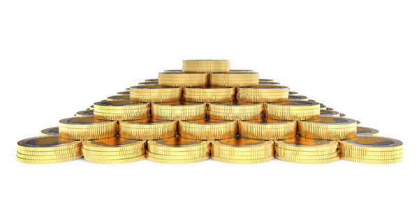 三维硬币金融金字塔图片