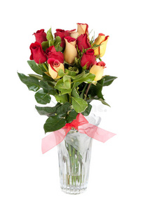 黄玫瑰和红玫瑰的花束图片