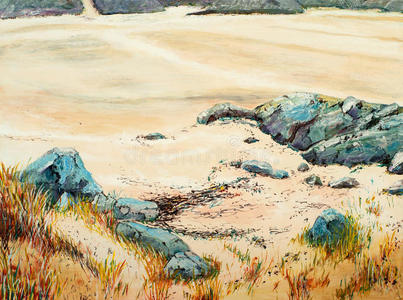 岩石和沙子的画