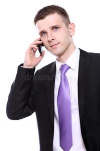 年轻英俊的商人用手机