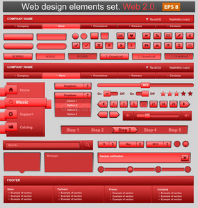 红色网页设计元素集