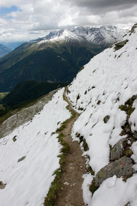 阿尔卑斯山的雪路