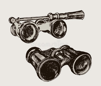 双筒望远镜。复古图像