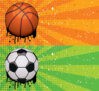 vector grunge篮球和足球背景
