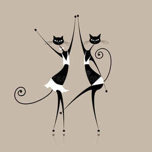 优美的猫跳舞，插图