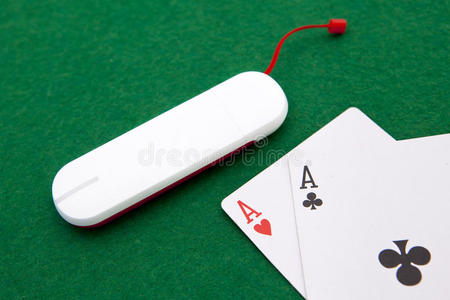 德克萨斯州赌场桌上的holdem pocket aces