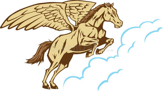 天蝎星座在曼谷,亚洲泰国皇家座宏伟宫殿传说中的动物和怪物:飞马卡通