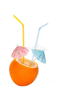 橘子切开两个伞图片