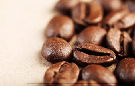 咖啡豆。特写镜头