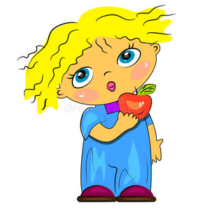 卡通男孩吃水果照片