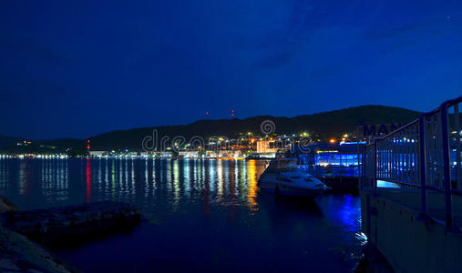 多瑙河港口夜景图片