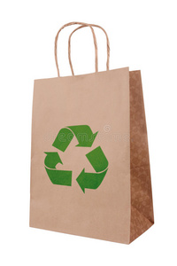 带回收标志的生态牛皮纸袋图片
