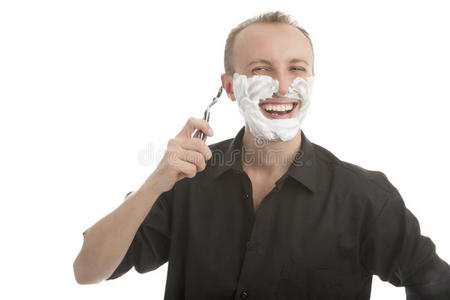 剃须刀 快乐 公司 泡沫 男人 肥皂 在室内 白种人 头发