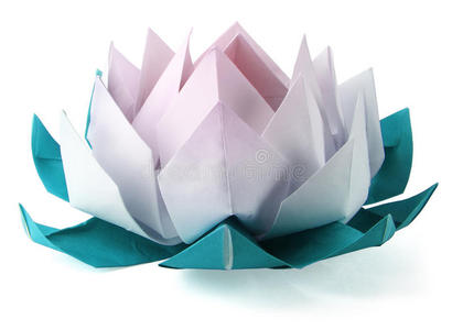 美丽的折纸花结构花盆里盛开的仙人掌.折纸.