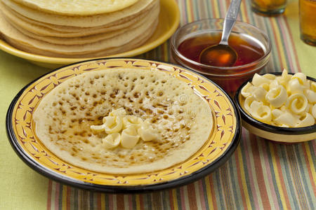 摩洛哥黄油蜂蜜煎饼图片