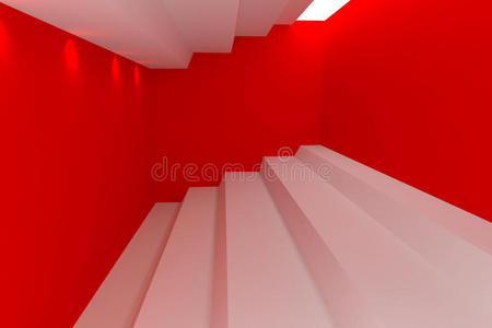 抽象的空房间红墙。