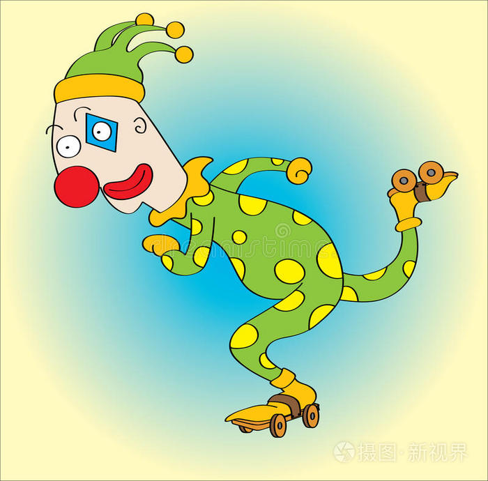 穿旱冰鞋的小丑