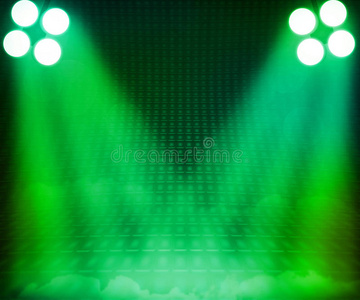 绿色展厅聚光灯舞台背景图片