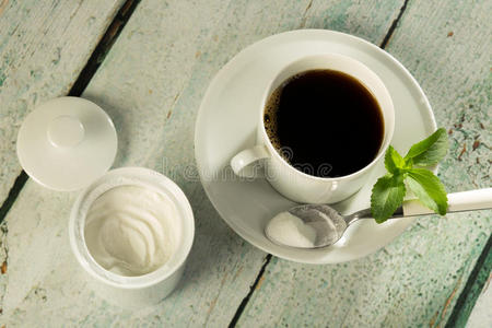 白甜菊粉和咖啡图片