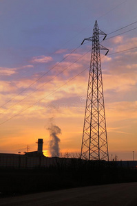 塔架 布雷西亚 日出 轮廓 意大利 污染 黎明 磨坊 天空