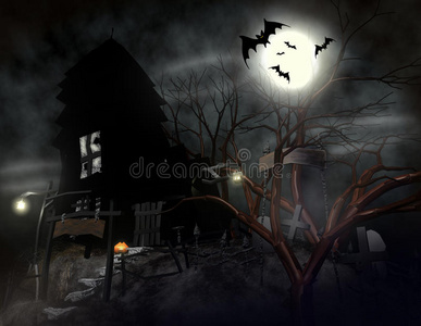 鬼屋恐怖的万圣节鬼屋照片