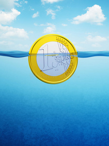 漂浮的欧元硬币