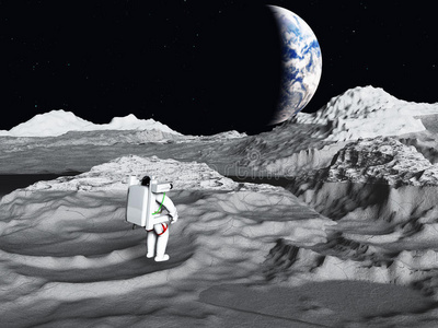 月球宇航员看地球图片