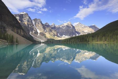 加拿大落基山脉的冰碛湖