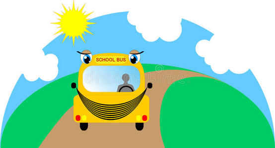 卡通校车开往学校