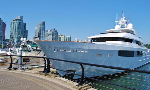 加拿大温哥华市中心海滨的船
