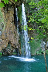 克罗地亚普利特维兹美丽的瀑布