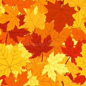 无缝图案搭配秋季枫叶。矢量
