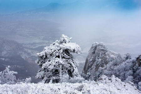 克里米亚山脉的冬季景色