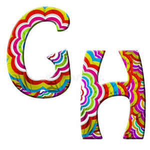 g h彩色波浪字体插图。