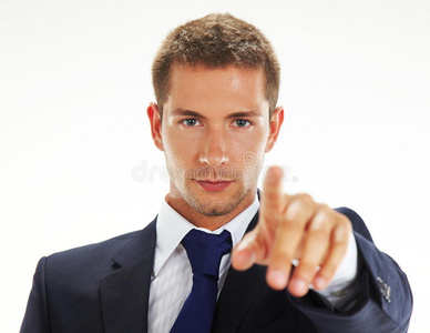 焦急愤怒的女人判断由不同的人,指着她的手商界女强人的手指指着你一