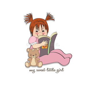 小女孩安静看书可爱的小女孩在看书照片