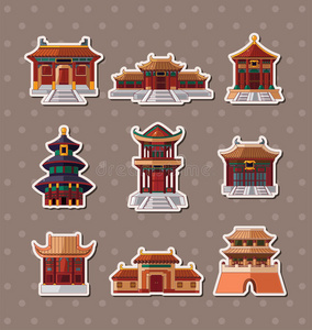 中国房屋贴纸中国古建筑 / 箭塔 / 矢量标志设计素材中国粽子卡通人物