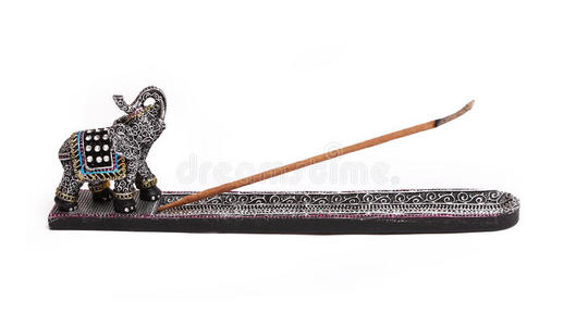 中国燃烧棒白色隔离香棒照片