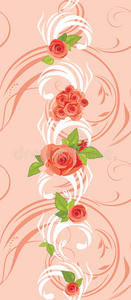 带盛开玫瑰的装饰性粉红色镶边