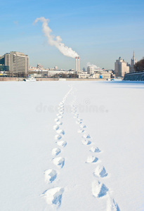 俄罗斯莫斯科的寒冷天气。