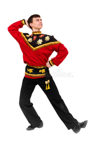 穿着俄罗斯民族服装的年轻舞者