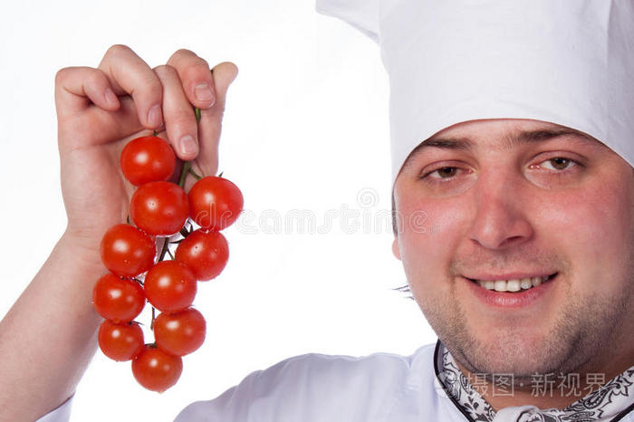 厨师有樱桃西红柿