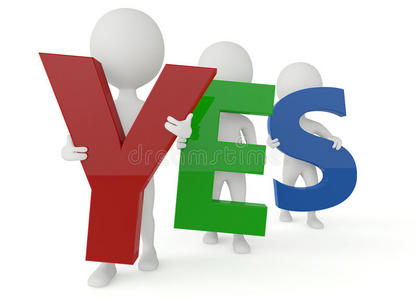 3d人形角色持有肯定的字眼照片