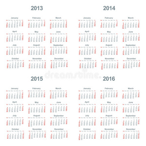 日历2013201420152016